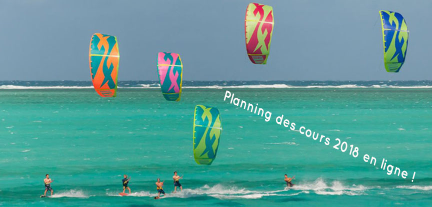 Planning des cours de kitesurf 2018